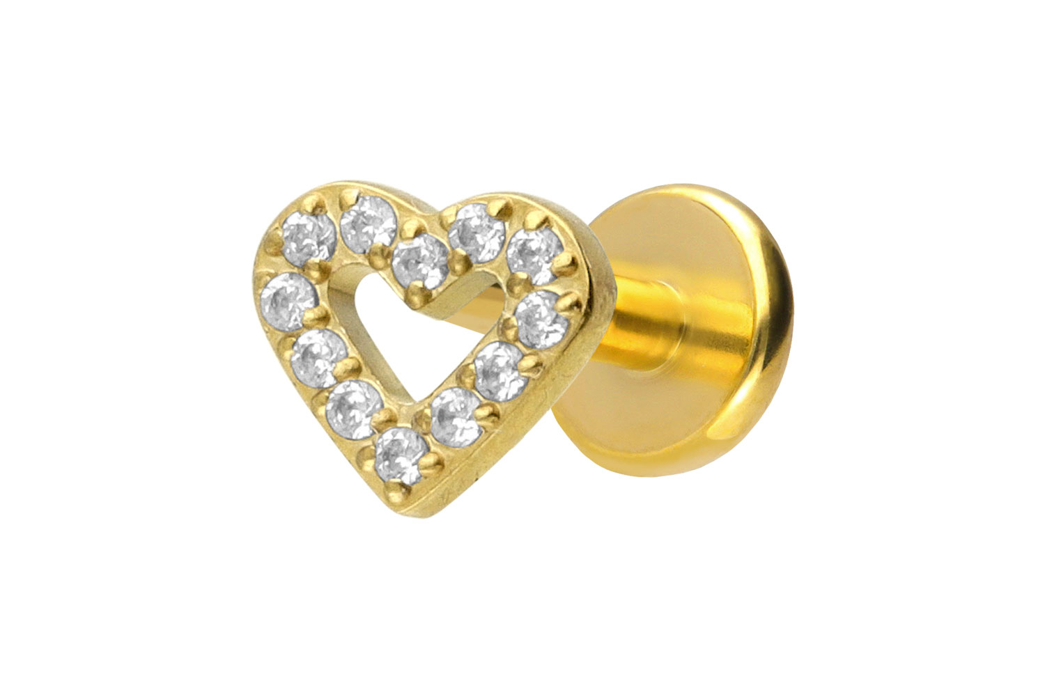 Titan Labret Piercing mit Push Fit KRISTALLHERZ